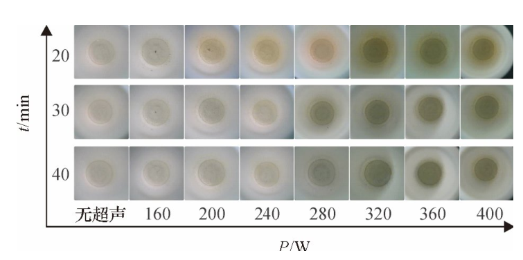 圖5不同密閉消解時(shí)間、不同超聲功率的消解效果