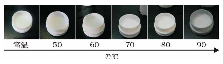圖7不同溫度水浴密閉消解20min后罐蓋上的水滴附著(zhù)
